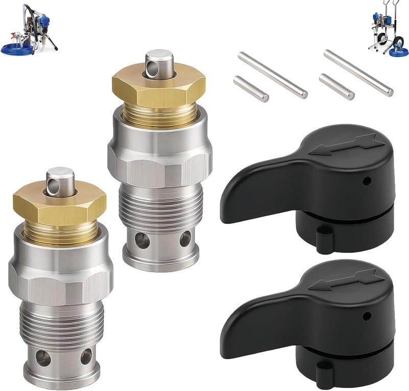 KUEDPEZ 235014 Prime Spray Valve and Drain Valve for Graco 390 395 490 495 595 3400, 210 230, with Tungsten Ball, Stainless Steel Replacement for Graco Airless Paint Sprayers (2 Pack) - Image 1